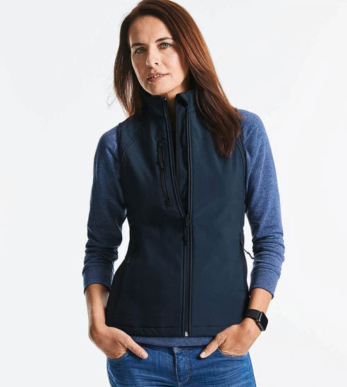 Russell dames Softshell gilet bedrukken Shirtsenzo