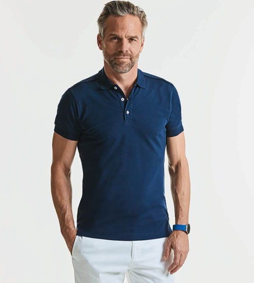 Meevoelen Concessie Goodwill Russell Men's Fitted Stretch heren Polo bedrukken - Shirtsenzo.nl