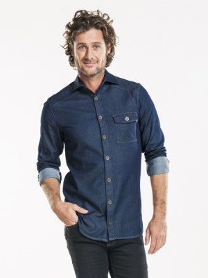 Chaud Devant Shirt Men Overhemd Denim Stretch Longsleeve