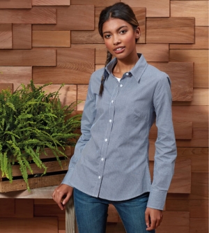 Premier Microcheck Gingham Cotton Longsleeve dames Shirt