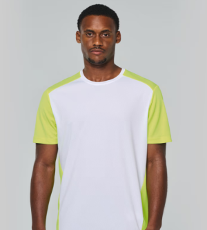 ProAct Gerecycled herensport T-shirt met twee kleuren ronde hals