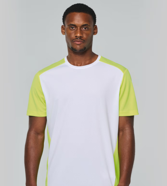 ProAct Gerecycled herensport T-shirt met twee kleuren ronde hals