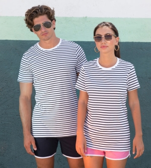 Skinni Fit Striped unisex T-shirt ronde hals