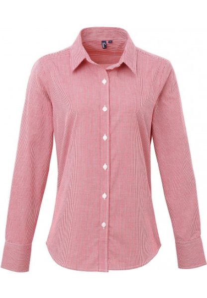 Premier Microcheck Gingham Cotton Longsleeve heren Shirt